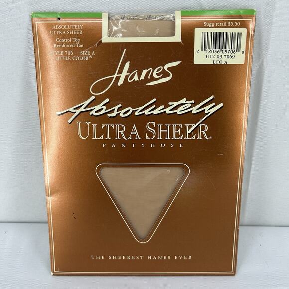 Hanes Absolutely Ultra Sheer Little Color pantyhose size A 706 Reinforced Toe - Picture 1 of 14